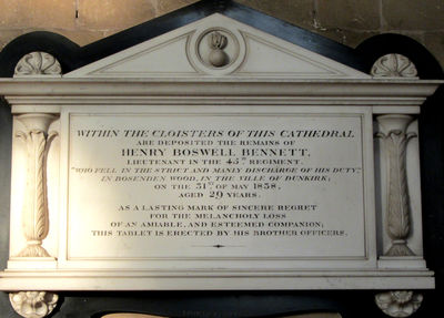 Lieuitenant Henry Boswell Bennett's Memorial in Canterbury Cathedral (TriBax)