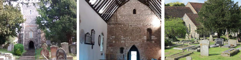 Composite of 3 images of Canterbury St Martins Church