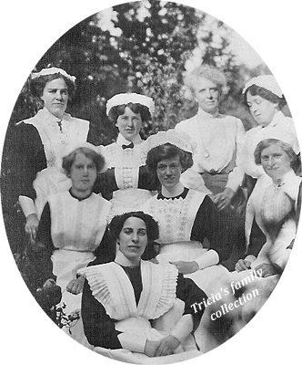 Group of female domestic servants circa 1914 - Tricia Baxter's Family Collection