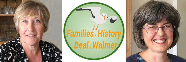 Speakers Suzanne Green and Sharon Morris and the logo of their website Families + History of Deal and Walmer. https://familiesofdealandwalmer.co.uk/