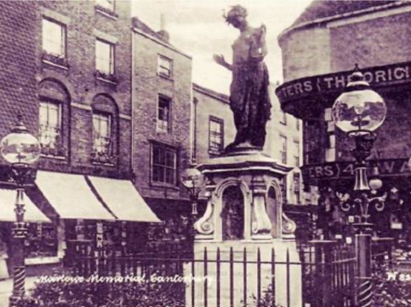 The Marlowe Memorial in the Buttermarket Canterbury. 