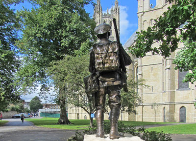 A Man of Kent
The Buffs' memorial depicting a WW1 soldier taking a last look of home.
Bell Harry Tower, the central tower of Canterbury Cathedral.